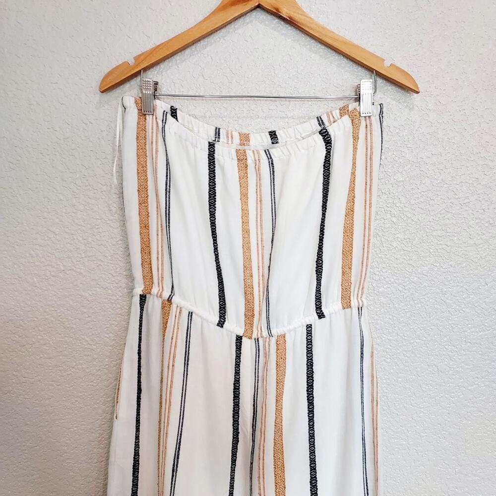 For The Republic Strapless Striped Linen Romper Size M - Picture 7 of 10